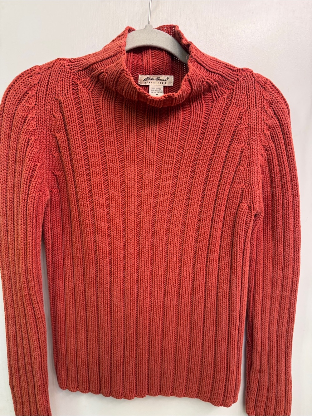 Eddie Bauer Rust Turtleneck Ribbed Sweater